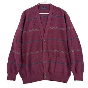 Vintage Isle Of Cotton Sweater Mens XL Purple Cotton Button Cardigan Knit Y2K